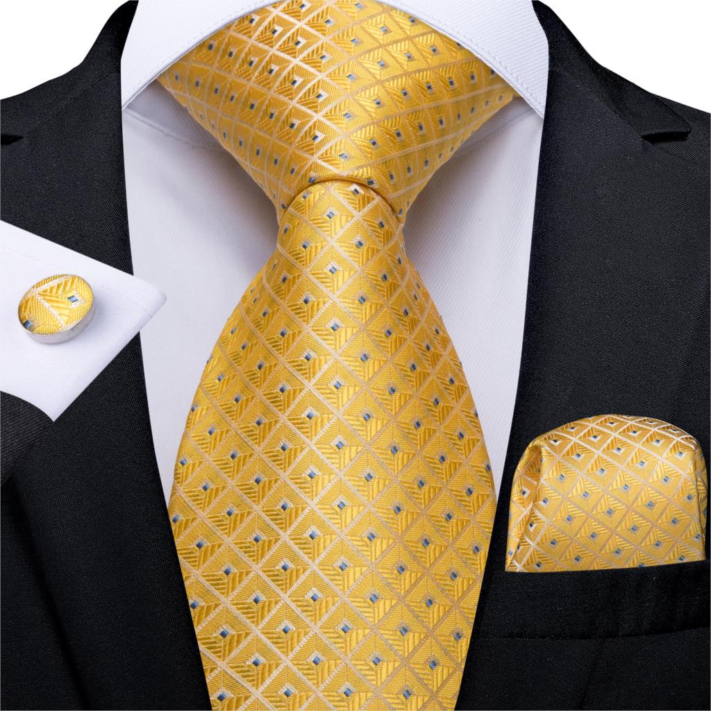 Luxury Silk Patterned Gold And Black Tie Sets | myvoguebox